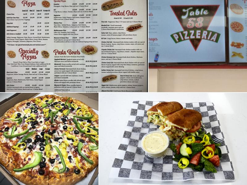 Table 53 Pizzeria Menu