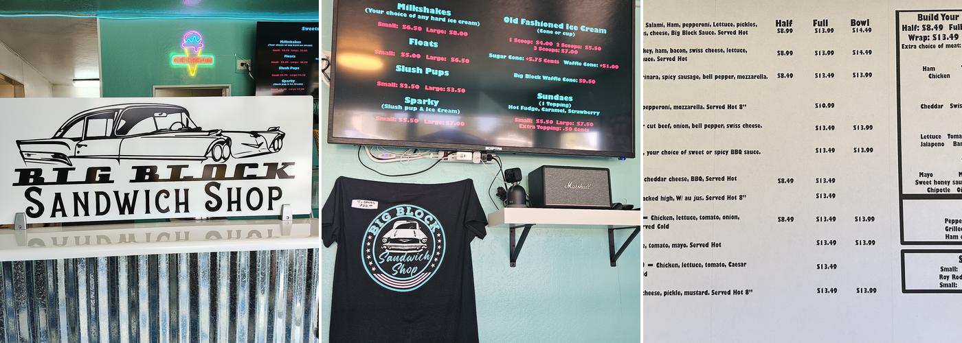 Big Block Sandwich Shop Menu