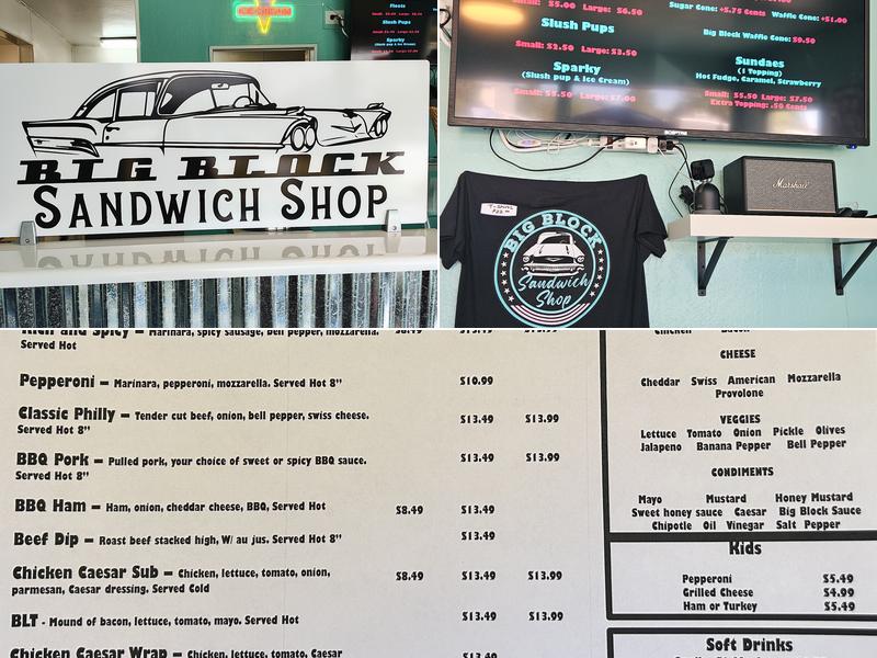 Big Block Sandwich Shop Menu