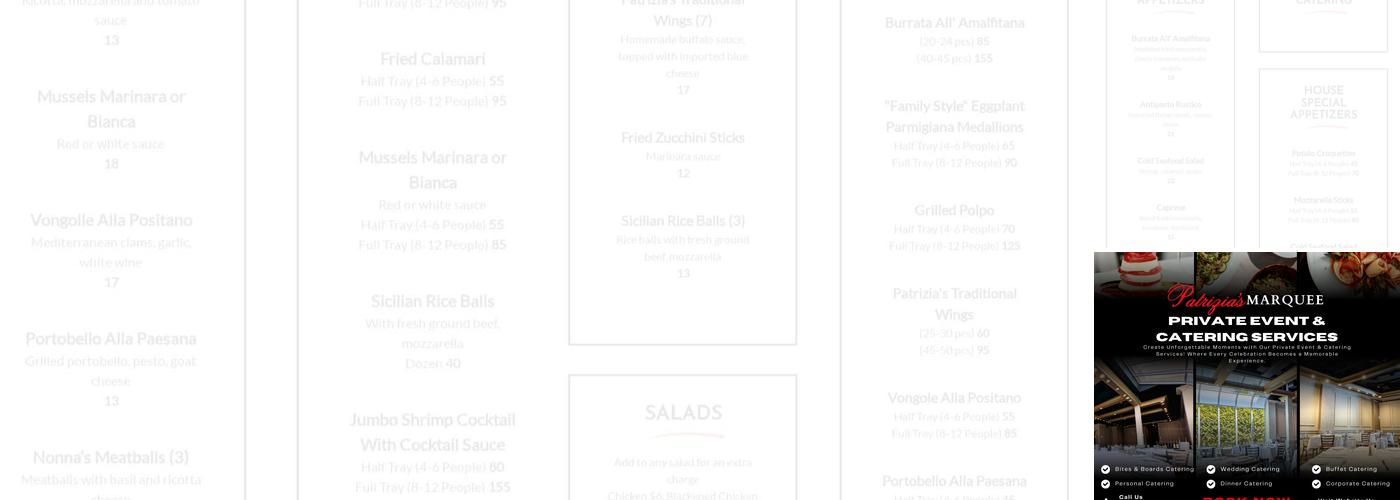 Patrizia’s Marquee Menu