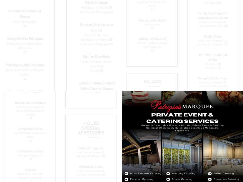 Patrizia’s Marquee Menu