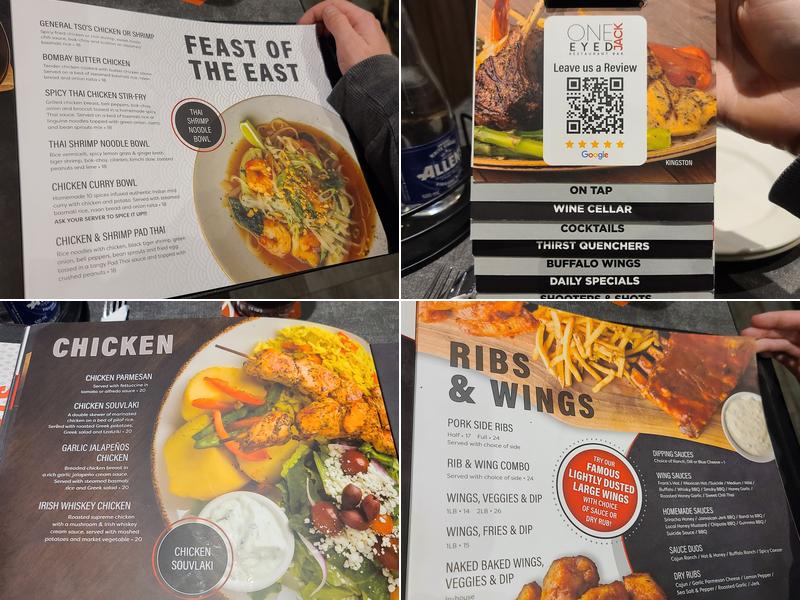 One Eyed Jack Restaurant + Bar Kingston Menu