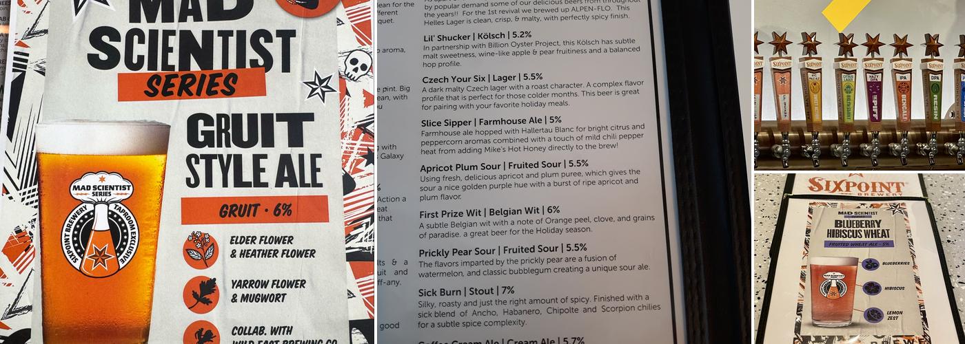 Sixpoint Brewery at Brookfield Place Menu