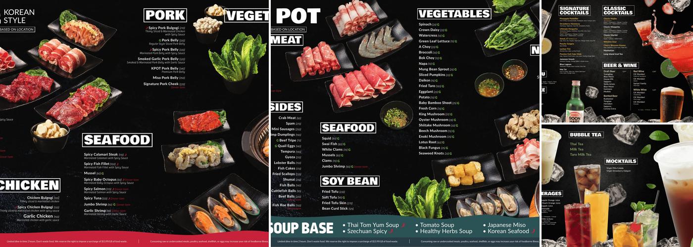 KPOT Korean BBQ & Hot Pot Menu