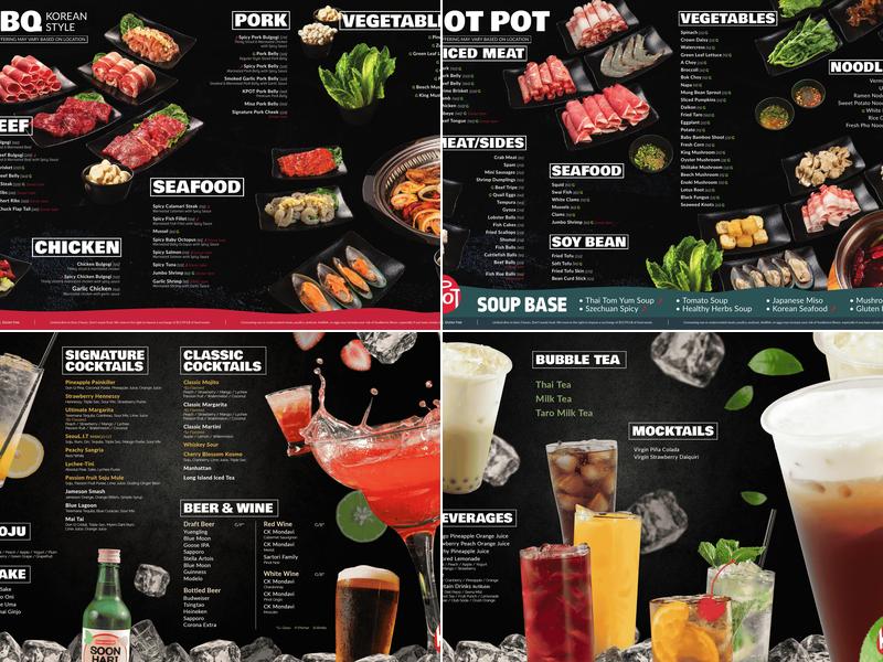 KPOT Korean BBQ & Hot Pot Menu