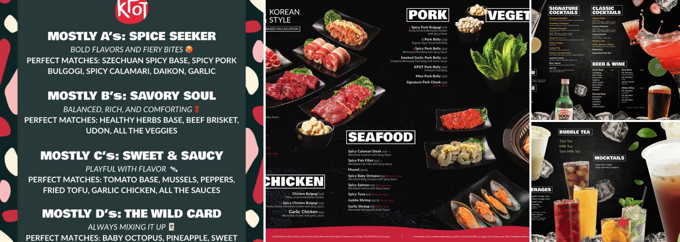 KPOT Korean BBQ & Hot Pot Menu