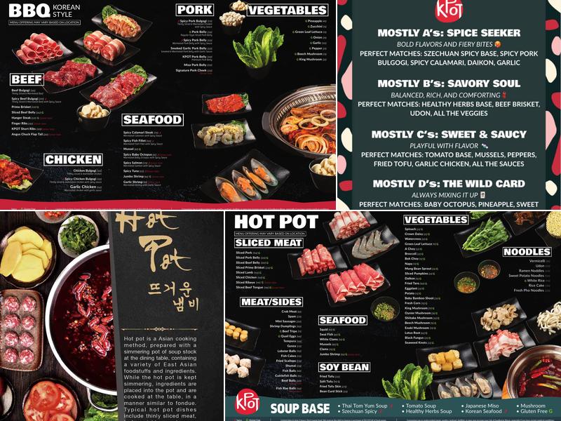 KPOT Korean BBQ & Hot Pot Menu