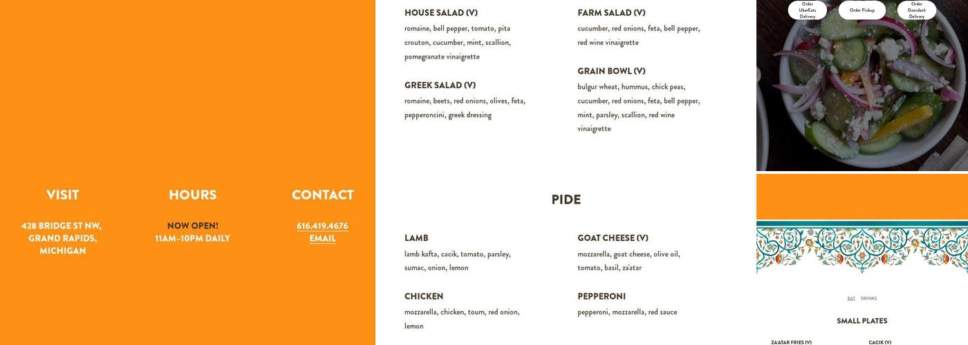 Pide & Stick Menu
