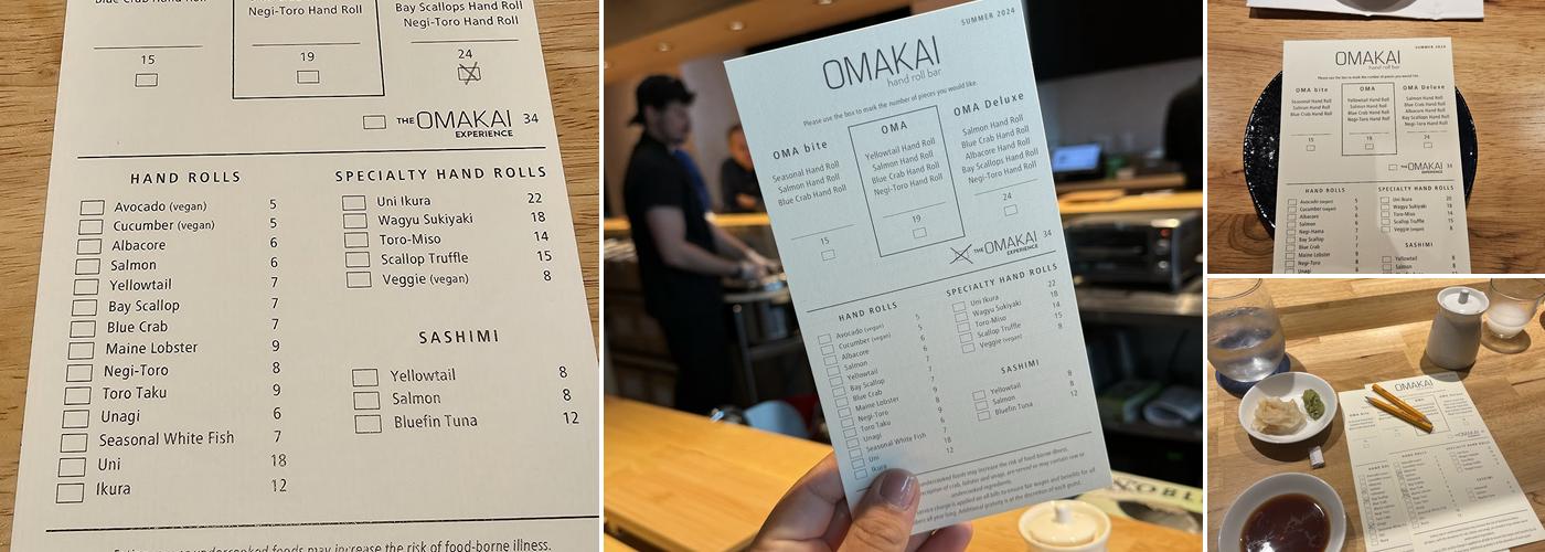 OMAKAI hand roll bar Menu