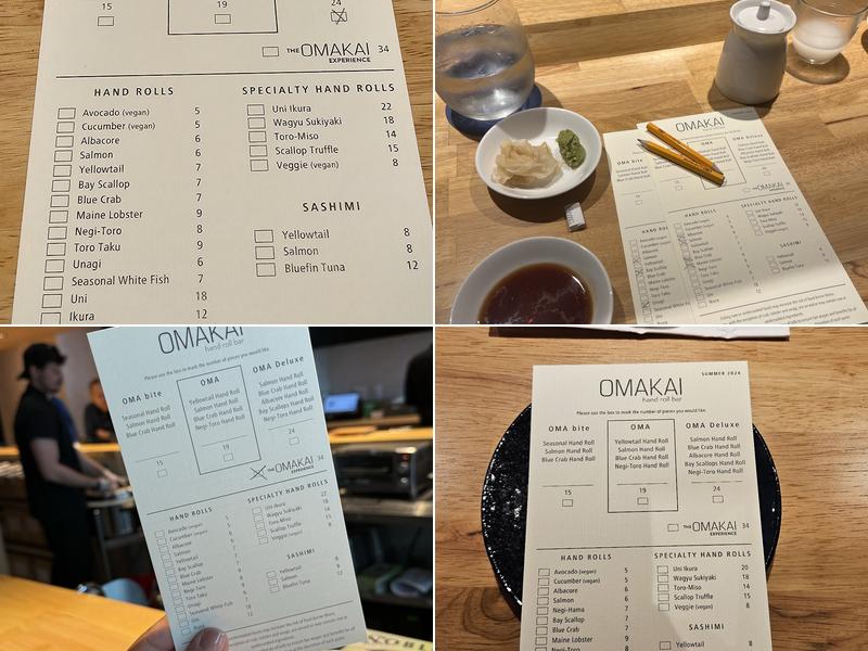 OMAKAI hand roll bar Menu