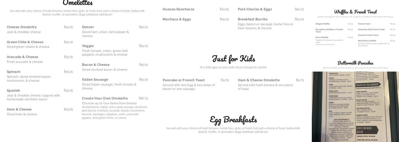 Janets Cafe Eagle Menu