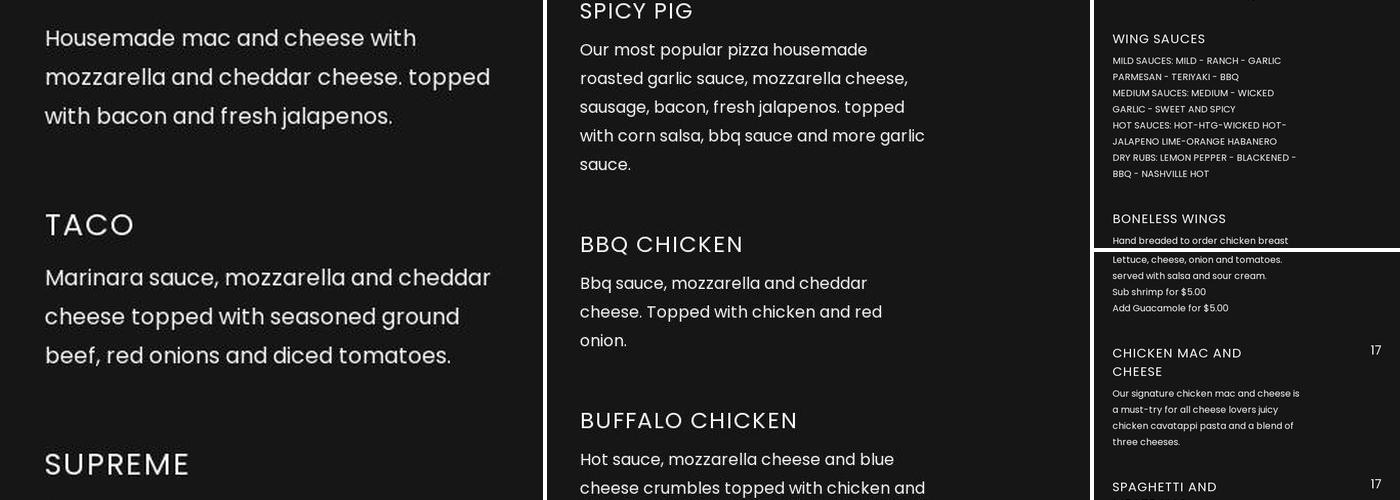 Wicked Pub Menu