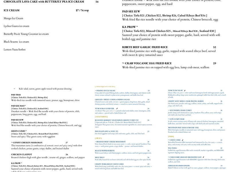 Kraam Menu