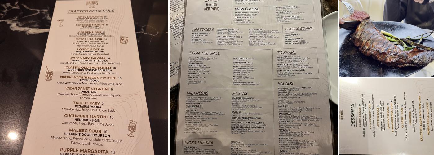 Baires Grill - New York Menu