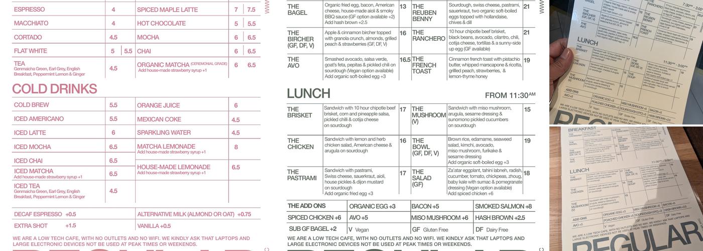 REGULAR NYC Menu
