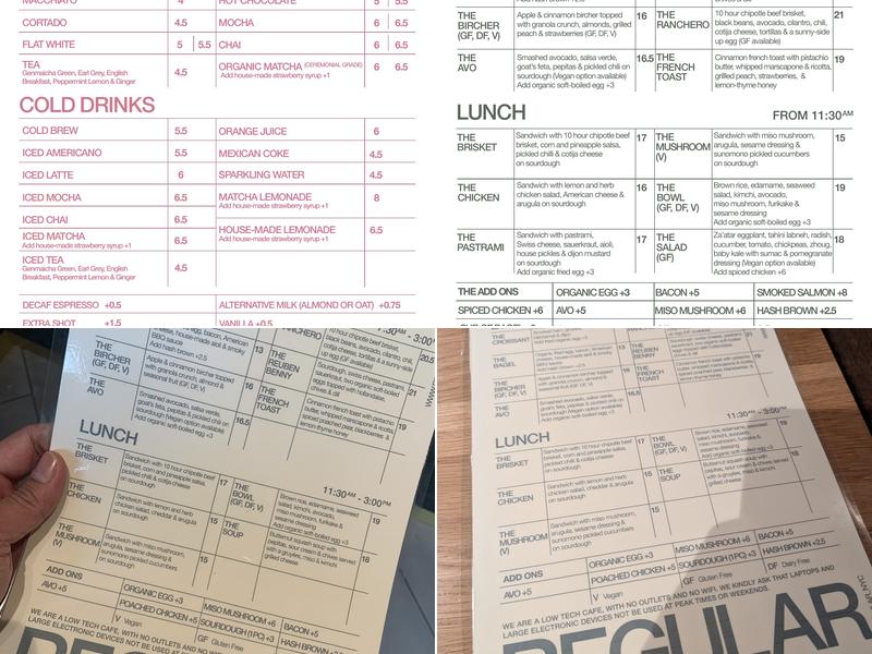 REGULAR NYC Menu