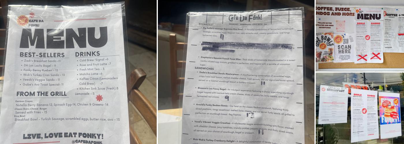 Cafe Da Fonk! Menu