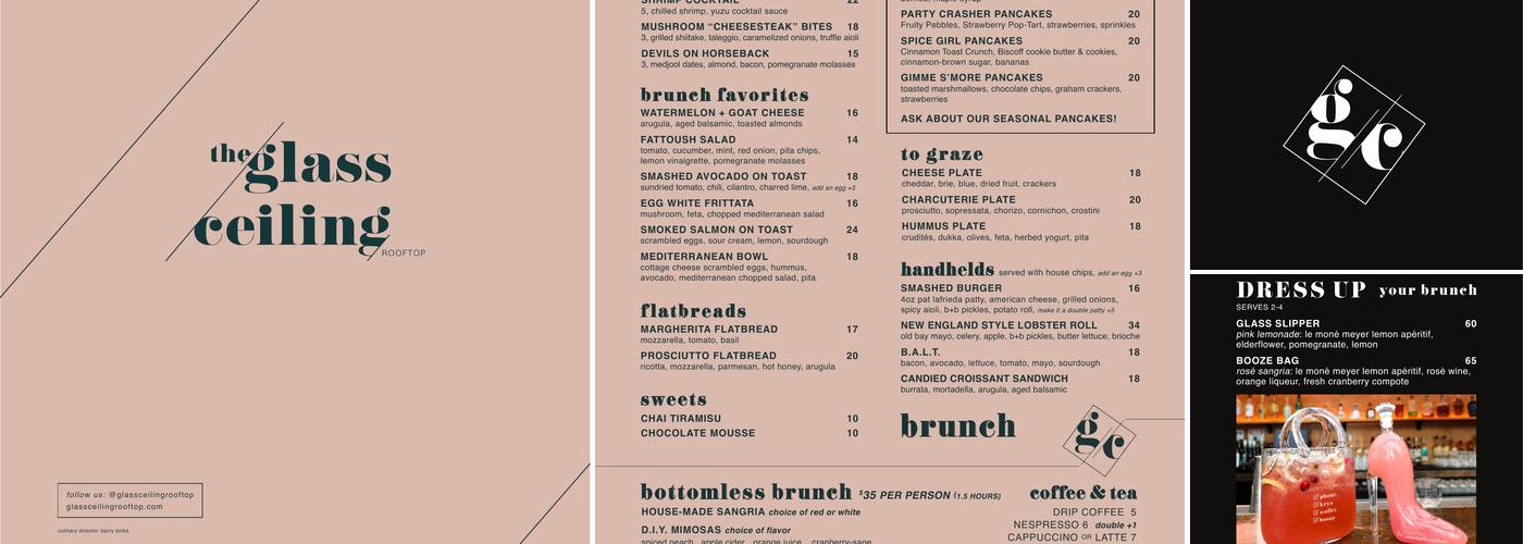 Glass Ceiling Rooftop Menu