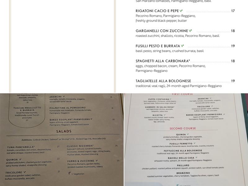 Felice Brickell Menu