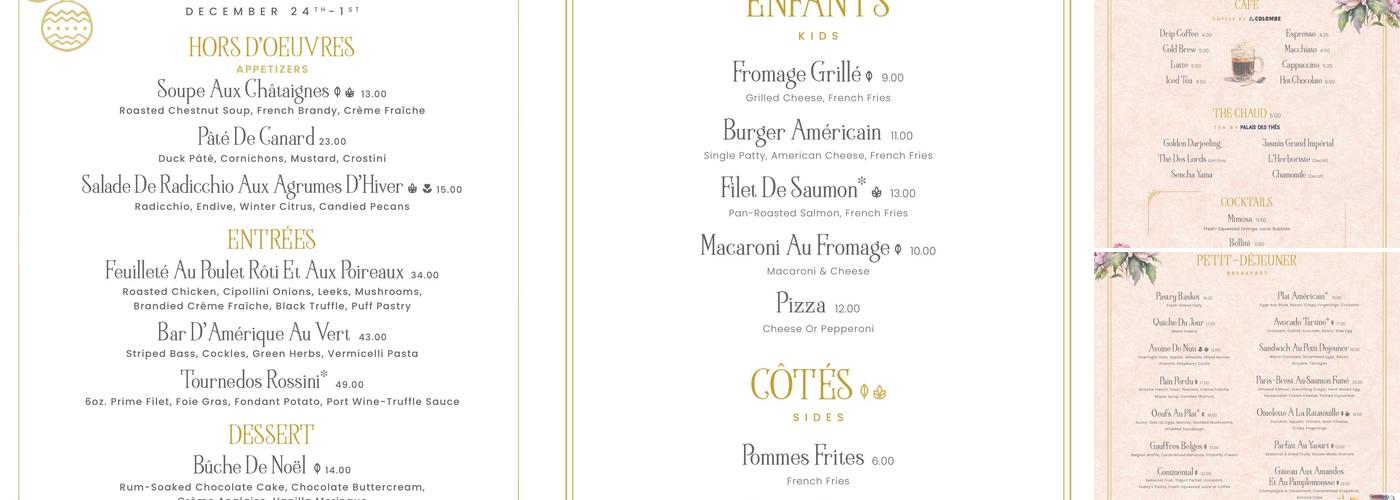 BISTRO DU JOUR Menu