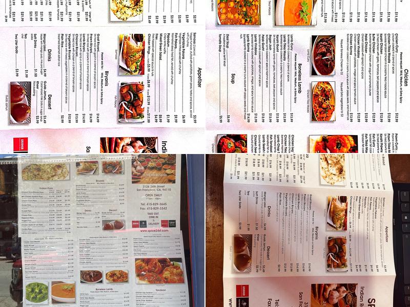 SPICE 24 Menu