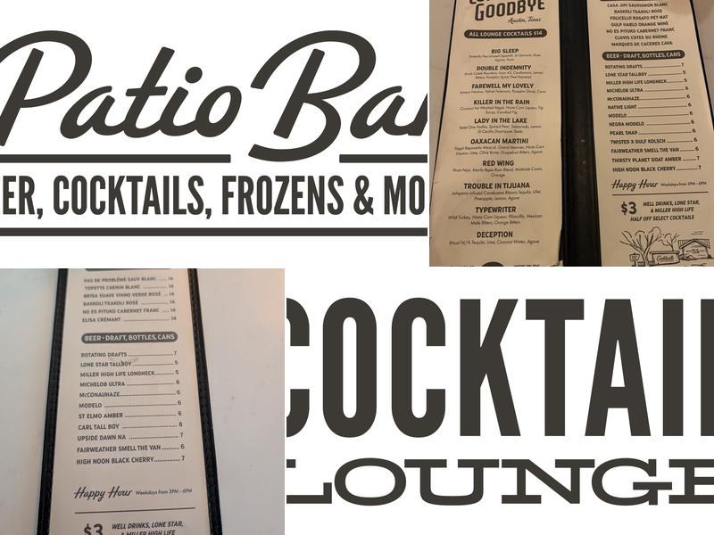 The Long Goodbye Menu