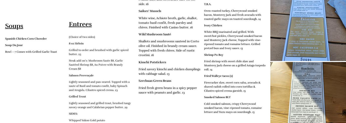 Muskegon Brewing Company Menu