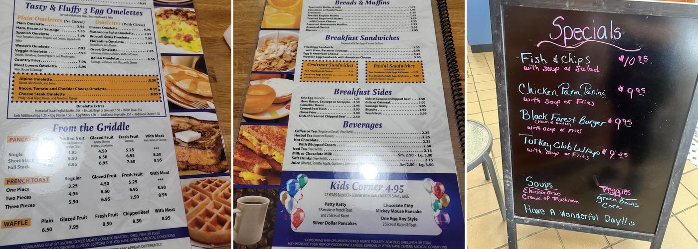 Cedar Cliff Diner Menu