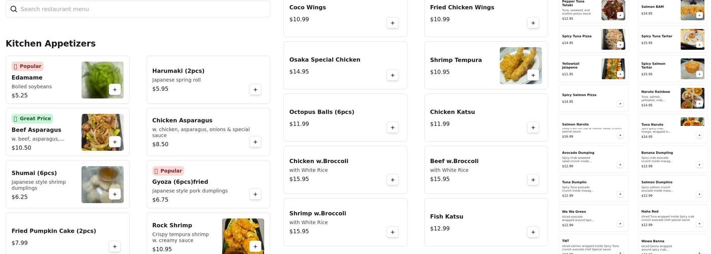 Osaka Sushi 2 Menu
