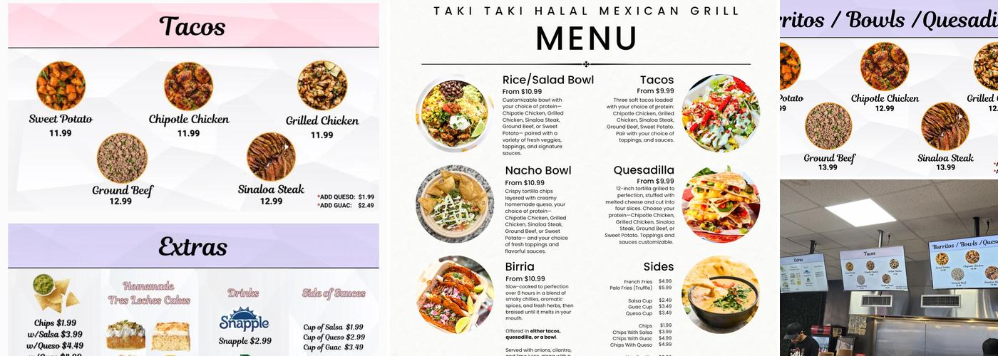 Taki Taki Halal Mexican Grill in Albany Menu