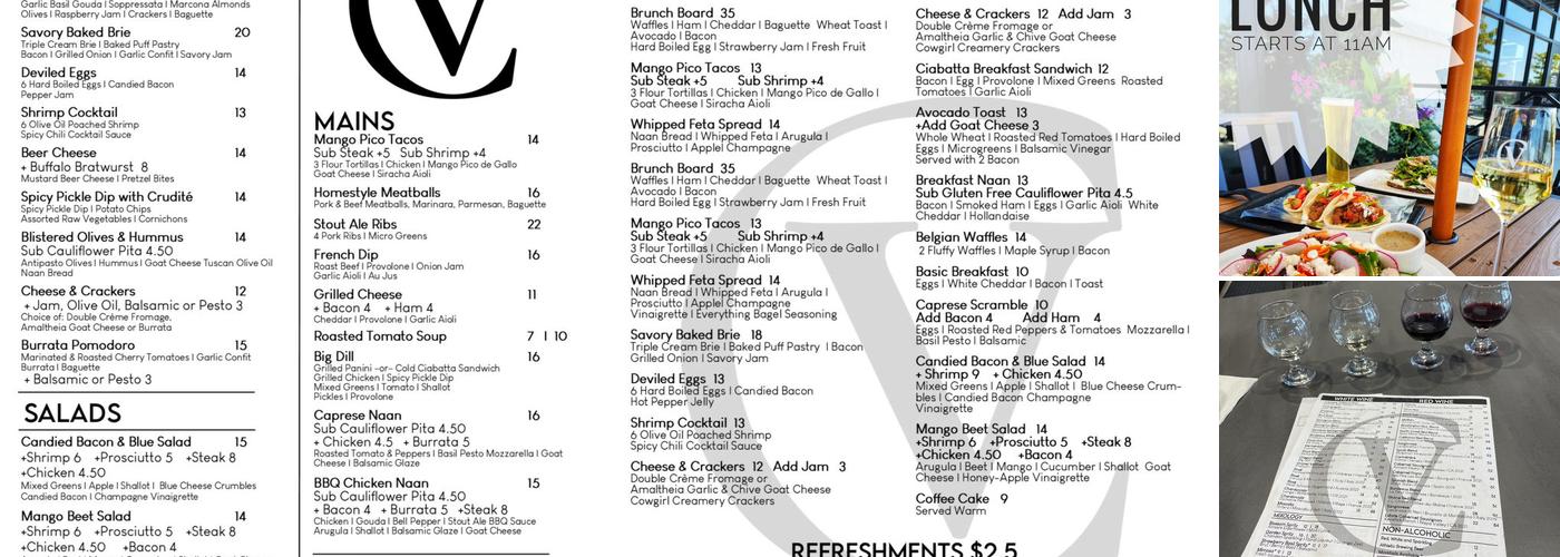 City Vineyard Bozeman Menu