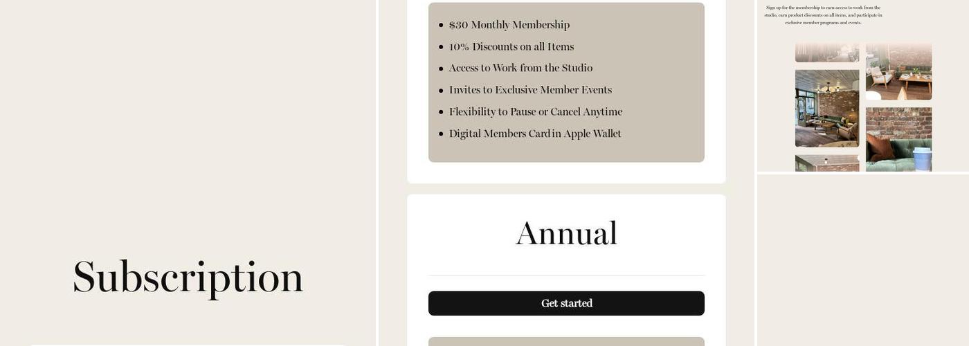 Bedford Studio Menu