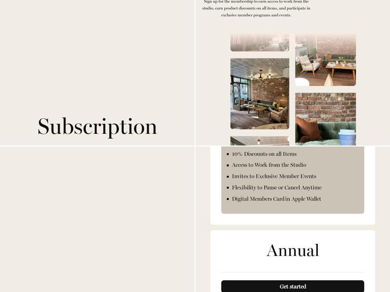 Bedford Studio Menu