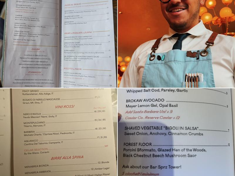 Bar Sprezzatura Menu