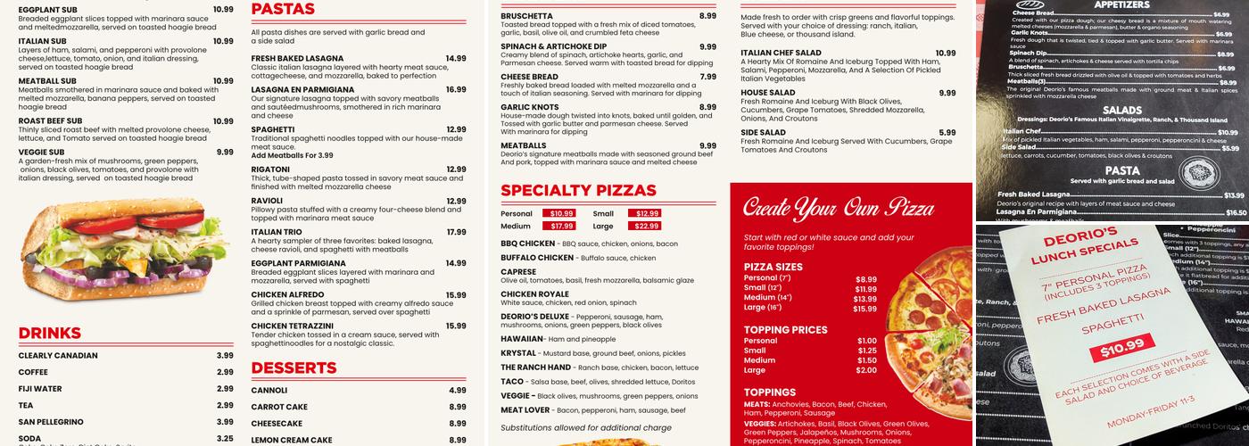 Deorio’s Pizza Menu