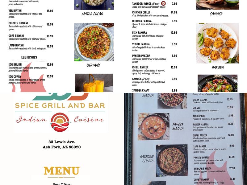 Spice Grill & Bar Menu