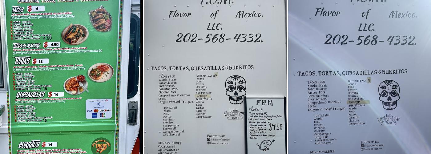 Flavor of mexico taco truck Menu