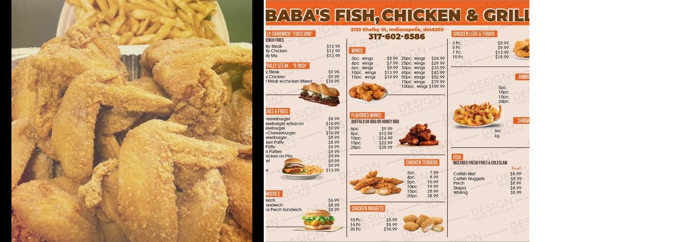 Sam's Fish and Chicken Menu