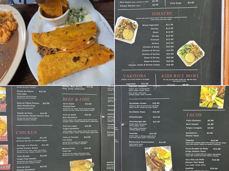 Restaurante Guatemalteca Menu