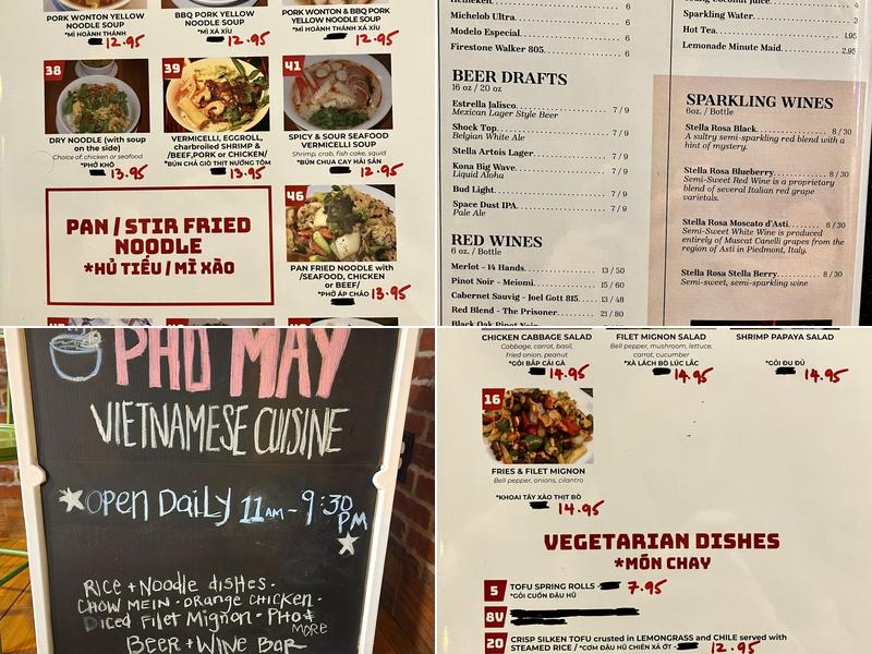 Pho May Menu