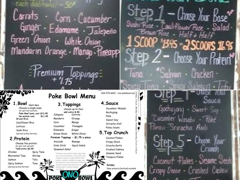 Ono Poke Bowl Menu