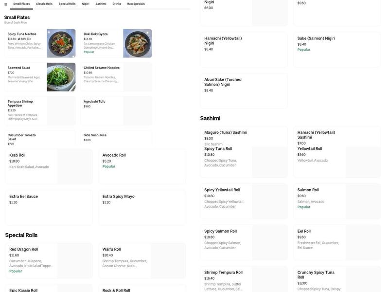 Doki Doki Sushi Menu