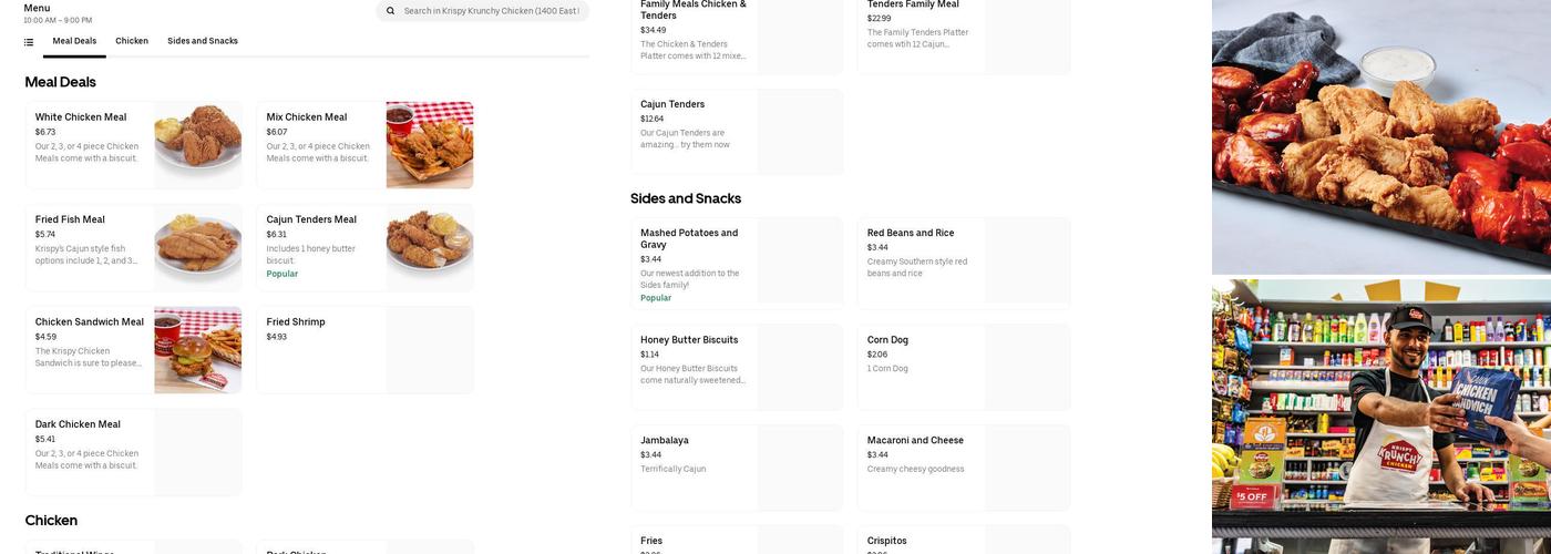 Krispy Krunchy Chicken Menu