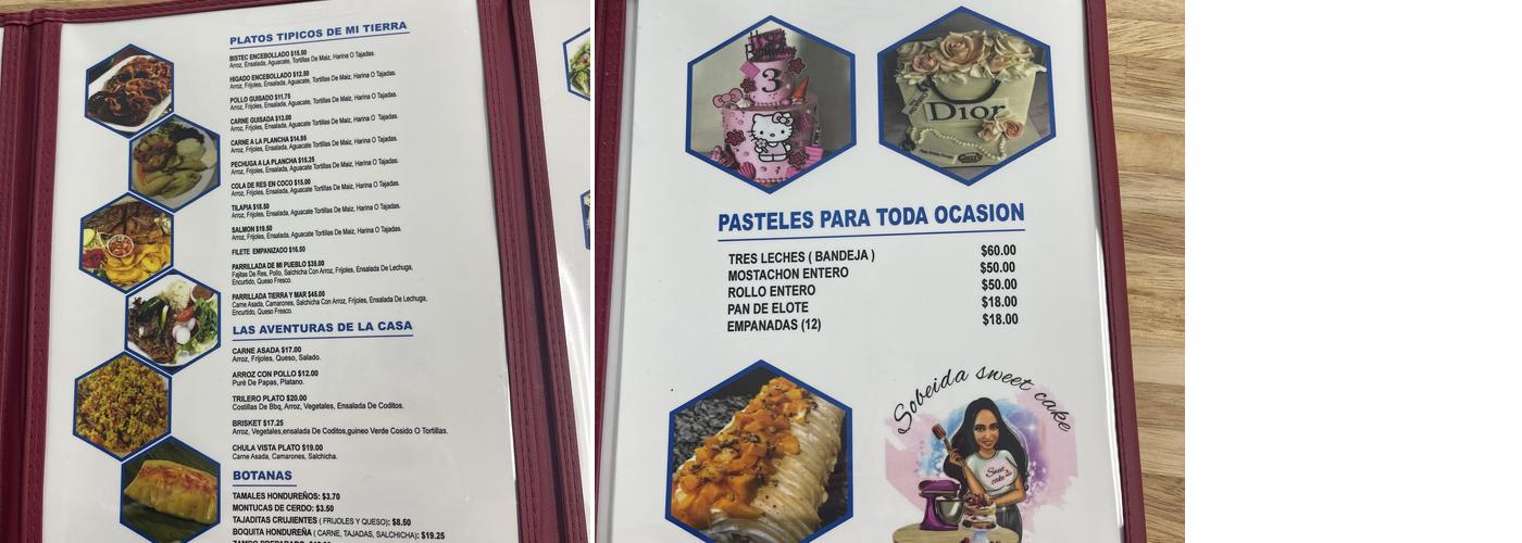 Chula Vista Menu