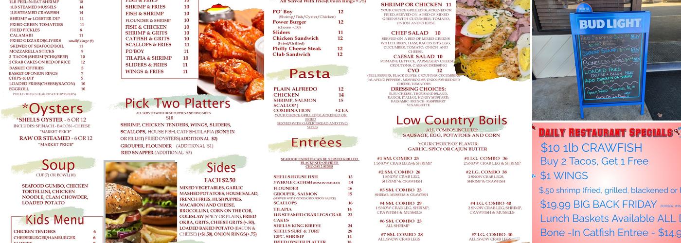 Sea Shells Seafood Sports Bar + Lounge Menu