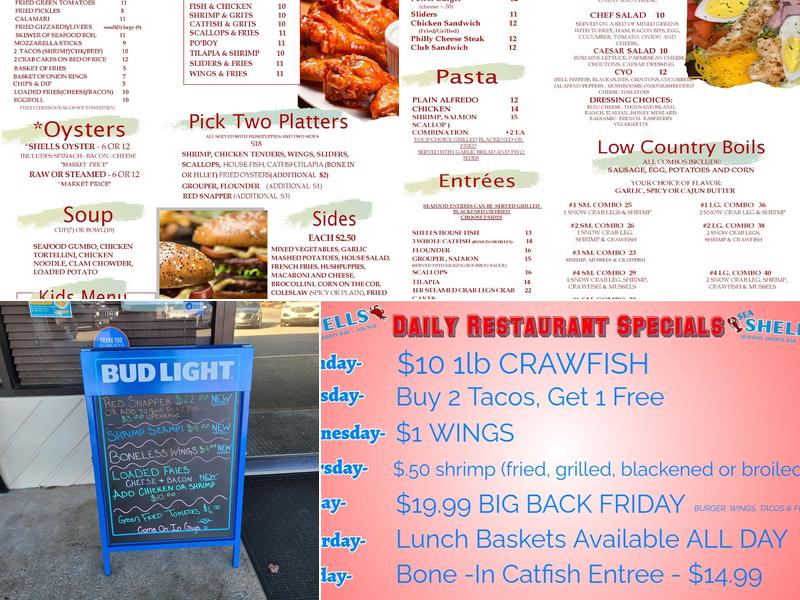 Sea Shells Seafood Sports Bar + Lounge Menu