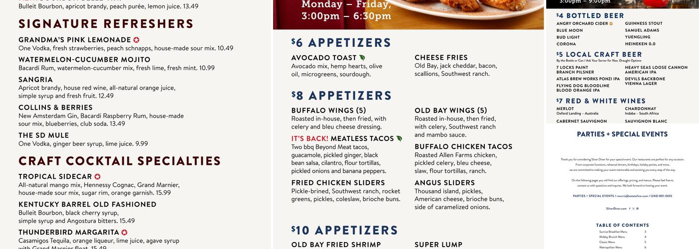 Silver Diner Menu