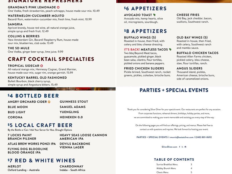 Silver Diner Menu
