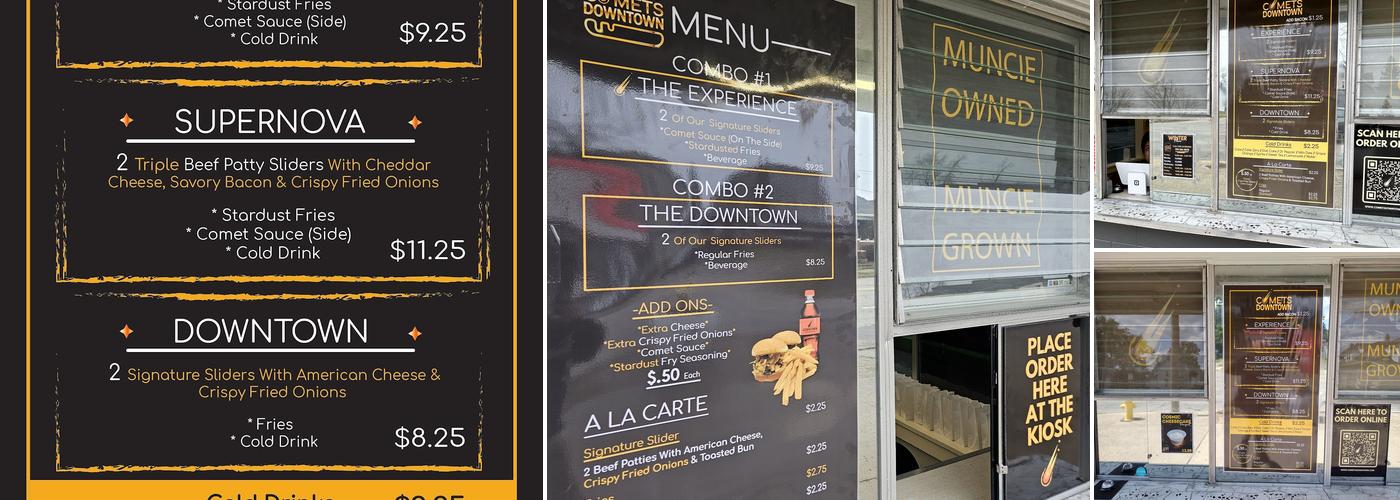 Comets Downtown Sliders & Fries Co Menu