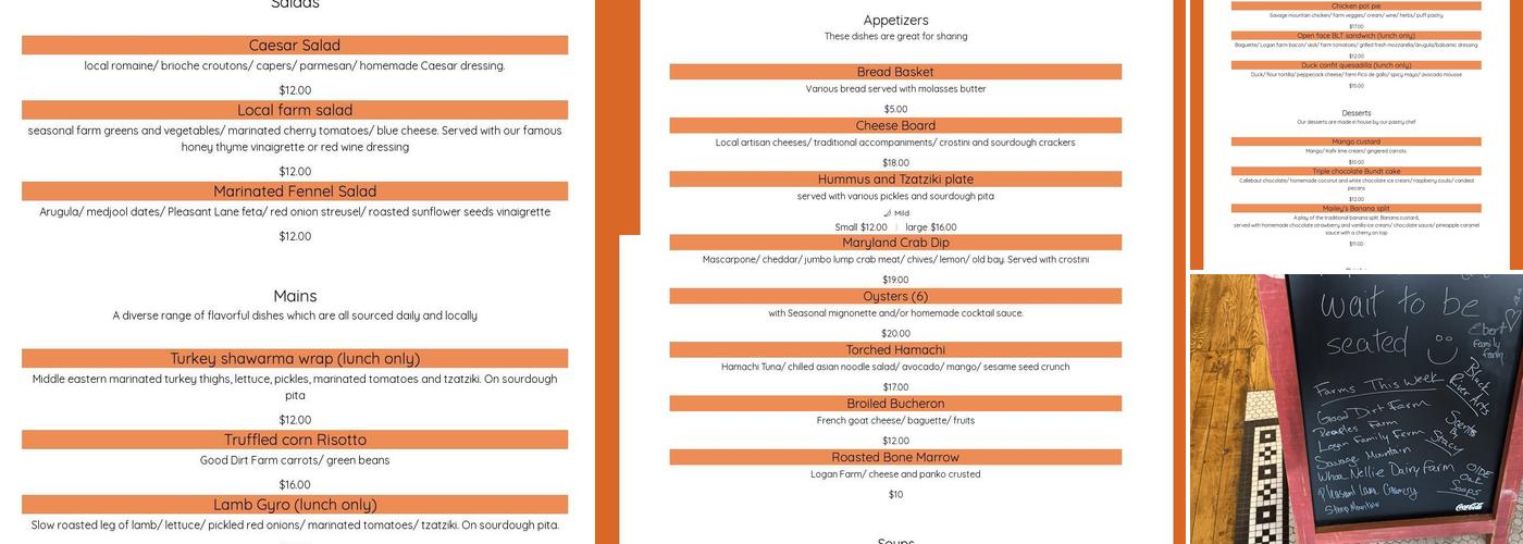 Maileys provisions Menu